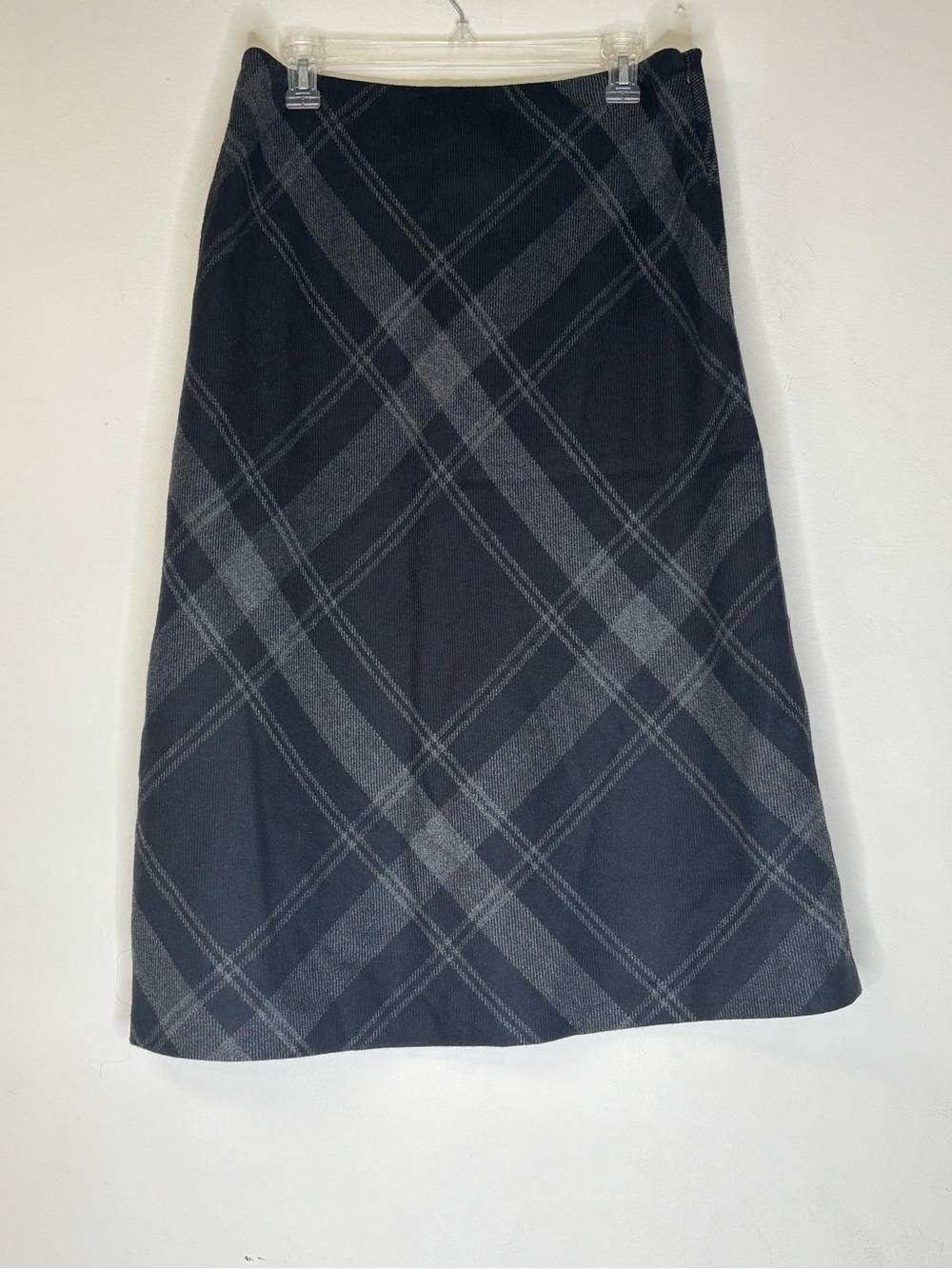 Jones New York Vintage 100% Wool Plaid Midi Skirt Size 12 Made in USA